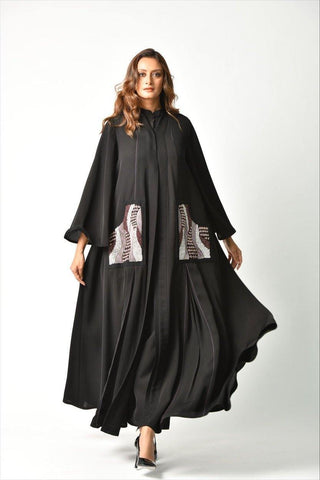 عباية مناسبات جيب ملونة - tahaniboutique