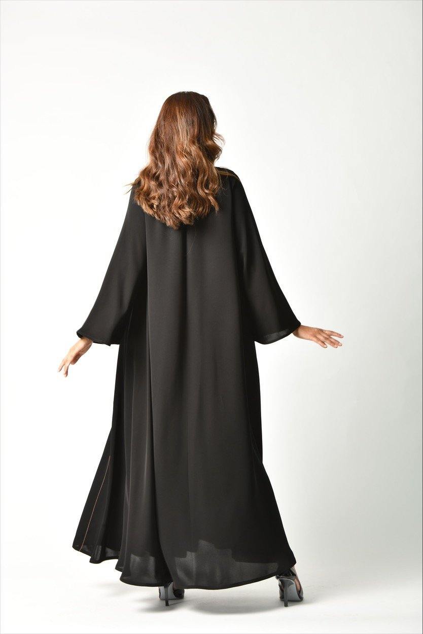 عباية تصميم عملي بجيب ملونة - tahaniboutique