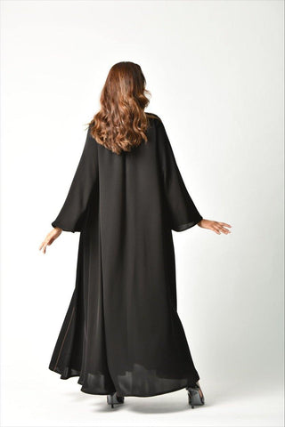 عباية تصميم عملي بجيب ملونة - tahaniboutique