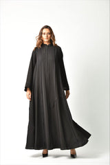 عباية بريم كحلي بقصات عملية من تهاني بوتيك - tahaniboutique