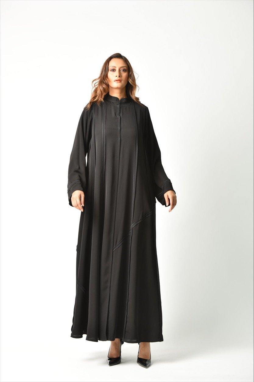 عباية بريم كحلي بقصات عملية من تهاني بوتيك - tahaniboutique