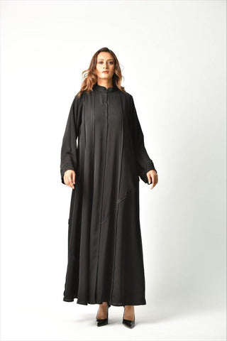 عباية بريم كحلي بقصات عملية من تهاني بوتيك - tahaniboutique