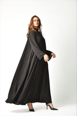 عباية بريم كحلي بقصات عملية من تهاني بوتيك - tahaniboutique