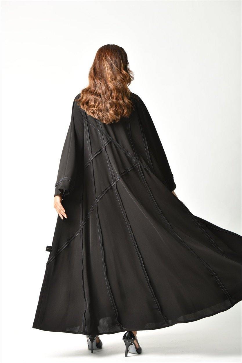 عباية بريم كحلي بقصات عملية من تهاني بوتيك - tahaniboutique