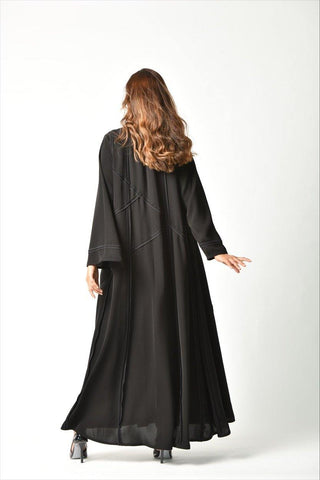 عباية بريم كحلي بقصات عملية من تهاني بوتيك - tahaniboutique