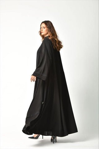 عباية بريم كحلي بقصات عملية من تهاني بوتيك - tahaniboutique