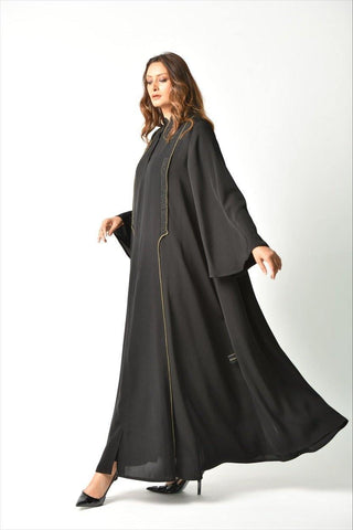 عباية محبوكة بلون زيتي - tahaniboutique