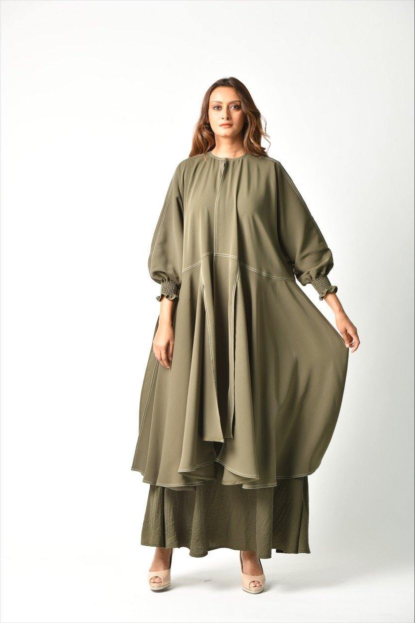 عباية ملونة كريب إيطالي - tahaniboutique