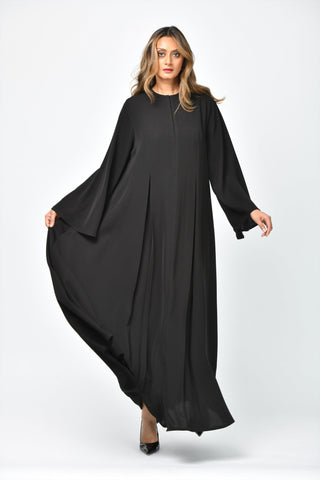 عباية رسمية سادة تربل كلوش بقصات طولية من تهاني بوتيك - tahaniboutique