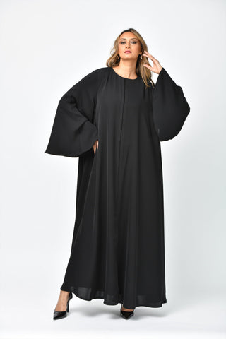 عباية سادة دبل كلوش بكسرات كلاسيكية من تهاني بوتيك - tahaniboutique