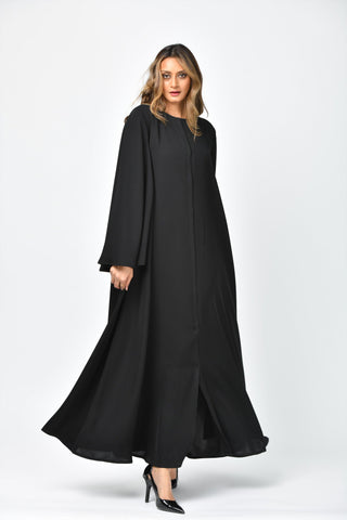 عباية سادة دبل كلوش بكسرات كلاسيكية من تهاني بوتيك - tahaniboutique