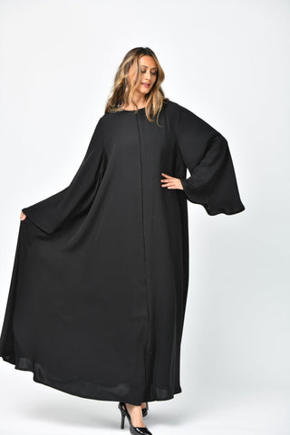 عباية سادة دبل كلوش بكسرات كلاسيكية من تهاني بوتيك - tahaniboutique