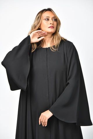 عباية سادة دبل كلوش بكسرات كلاسيكية من تهاني بوتيك - tahaniboutique
