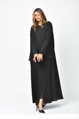 عباية سادة دبل كلوش بكسرات كلاسيكية من تهاني بوتيك - tahaniboutique
