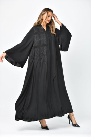 عباية رسمية سادة دبل كلوش من تهاني بوتيك - tahaniboutique