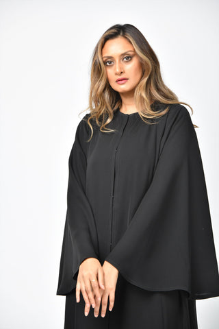 عباية دبل كلوش سادة بقصات طولية من تهاني بوتيك - tahaniboutique