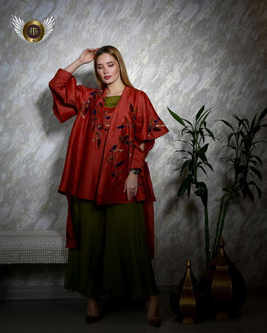 طقم نسائي فخم جيمسوت مع جاكيت - tahaniboutique