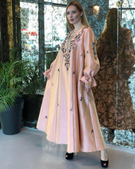دراعة زهرية كرستال ونمنم - tahaniboutique