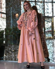 دراعة زهرية كرستال ونمنم - tahaniboutique