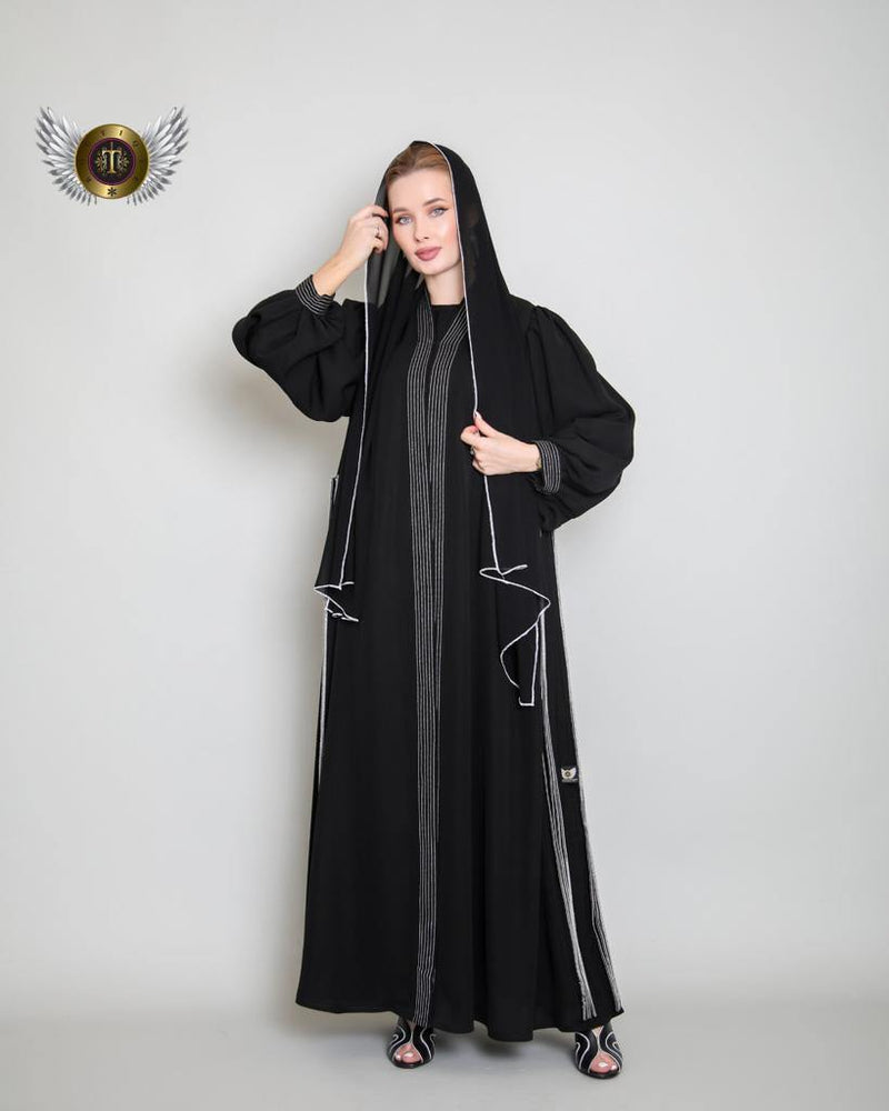 عباية عملية بريم أمامي - tahaniboutique