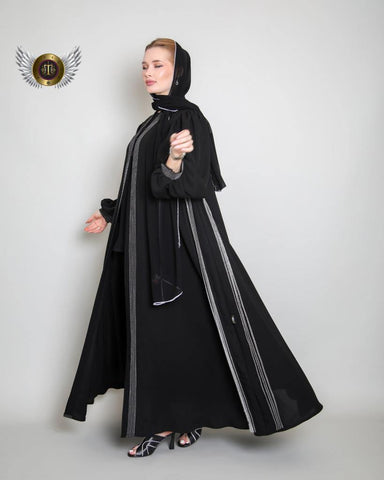 عباية عملية بريم أمامي - tahaniboutique