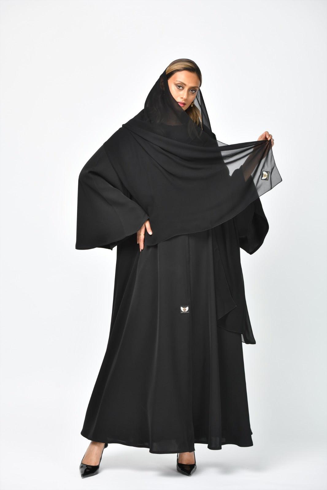 عباية رسمية سادة طبقات دبل كلوش من تهاني بوتيك - tahaniboutique