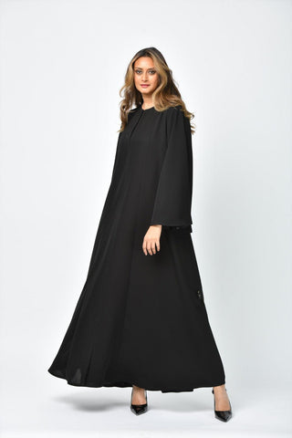 عباية سادة بقصات طولية دبل كلوش من تهاني بوتيك - tahaniboutique