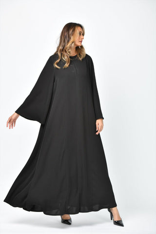عباية سادة بقصات طولية دبل كلوش من تهاني بوتيك - tahaniboutique