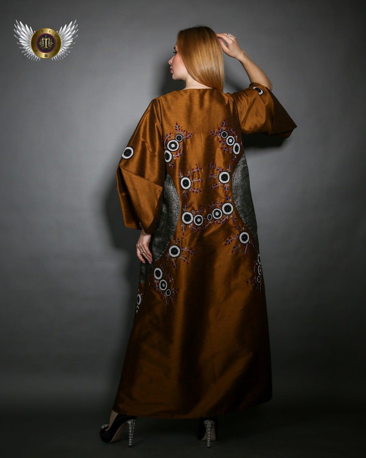 دراعة شانتون مع شاش خفيف - tahaniboutique