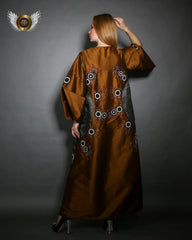 دراعة شانتون مع شاش خفيف - tahaniboutique