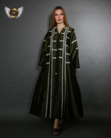 دراعة فخمة مشغولة بالكامل يدويا - tahaniboutique