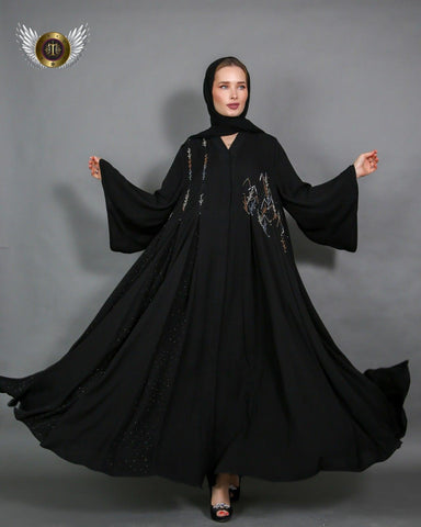 عباية سوداء بشك يدوي مميز - tahaniboutique