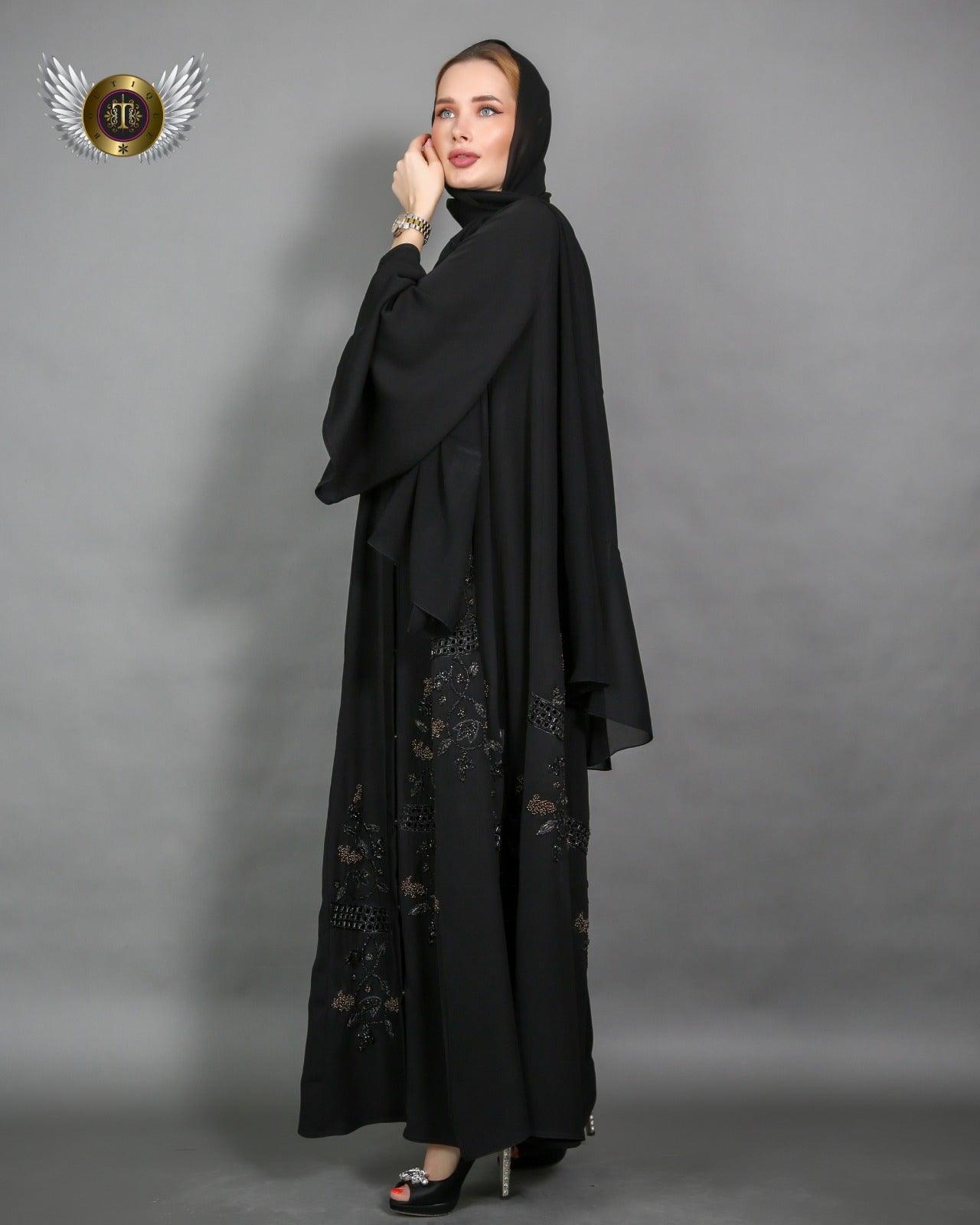 عباية شك يدوي مع ملفع - tahaniboutique