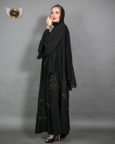 عباية شك يدوي مع ملفع - tahaniboutique