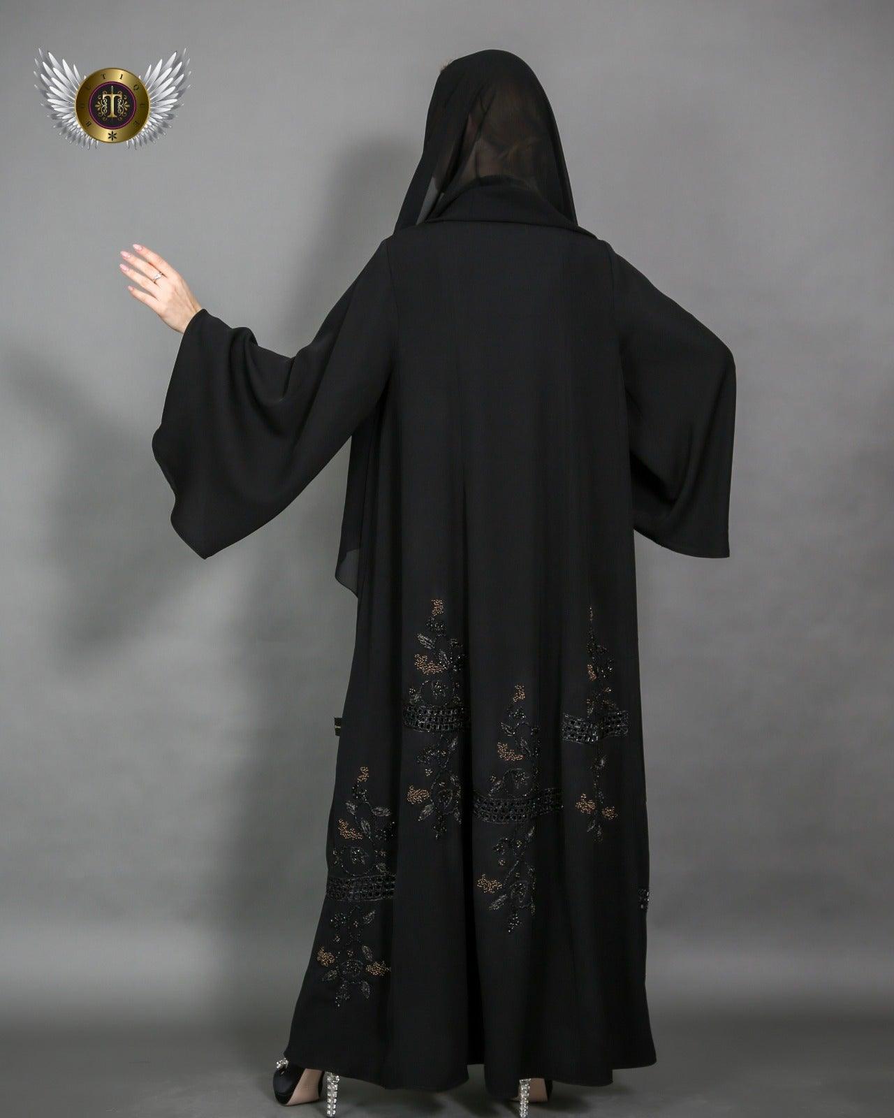 عباية شك يدوي مع ملفع - tahaniboutique
