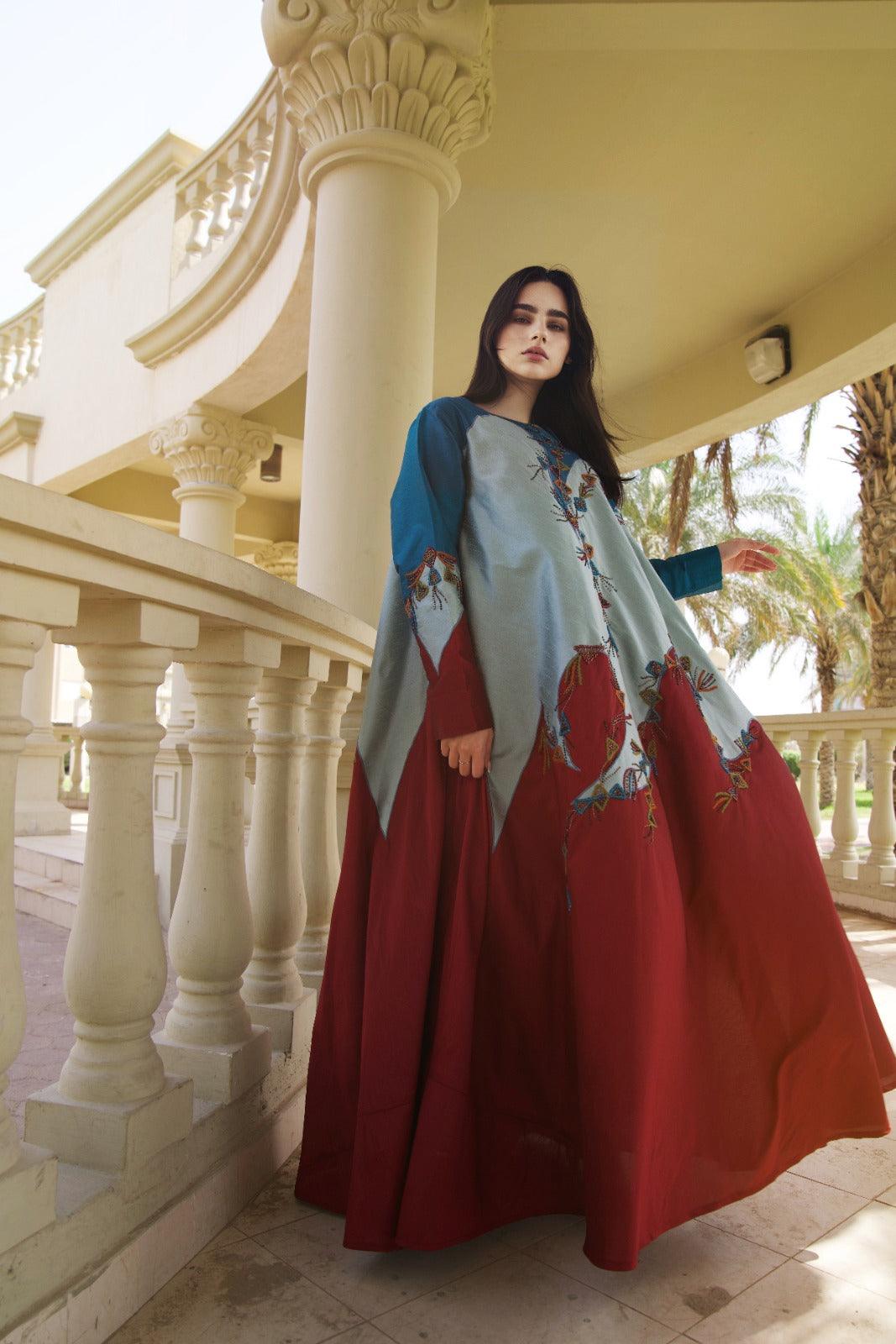 دراعة فخمة بشغل يدوي وقصات مميزة | قماش شانتون - tahaniboutique