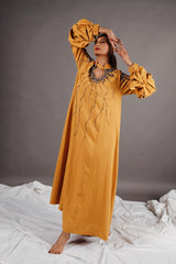 دراعة فخمة ملونة من قطن لينن - مشغولة يدوياً بالكامل - tahaniboutique