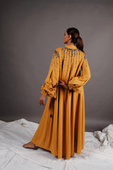 دراعة فخمة ملونة من قطن لينن - مشغولة يدوياً بالكامل - tahaniboutique