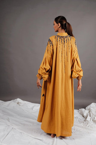 دراعة فخمة ملونة من قطن لينن - مشغولة يدوياً بالكامل - tahaniboutique