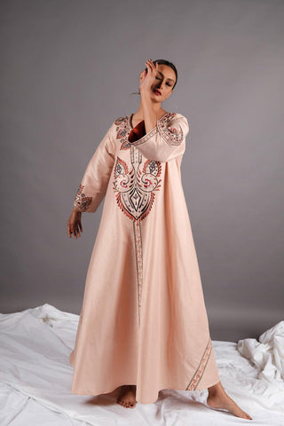 دراعة فخمة ملونة - تطريز ماكينة على قماش شانتون - tahaniboutique