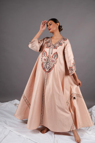دراعة فخمة ملونة - تطريز ماكينة على قماش شانتون - tahaniboutique