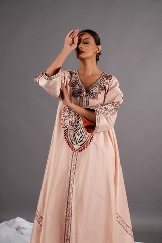 دراعة فخمة ملونة - تطريز ماكينة على قماش شانتون - tahaniboutique