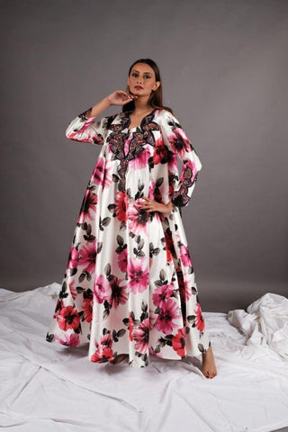 دراعة فخمة مشجرة مشكوكة يدويا - tahaniboutique